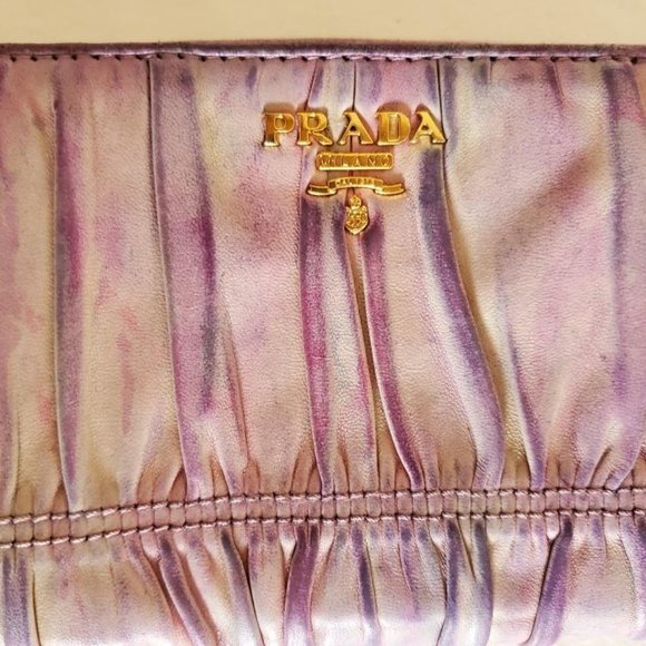 Prada metelasse beige pink purple gray ivory Wallet leather mini Purse clutch
